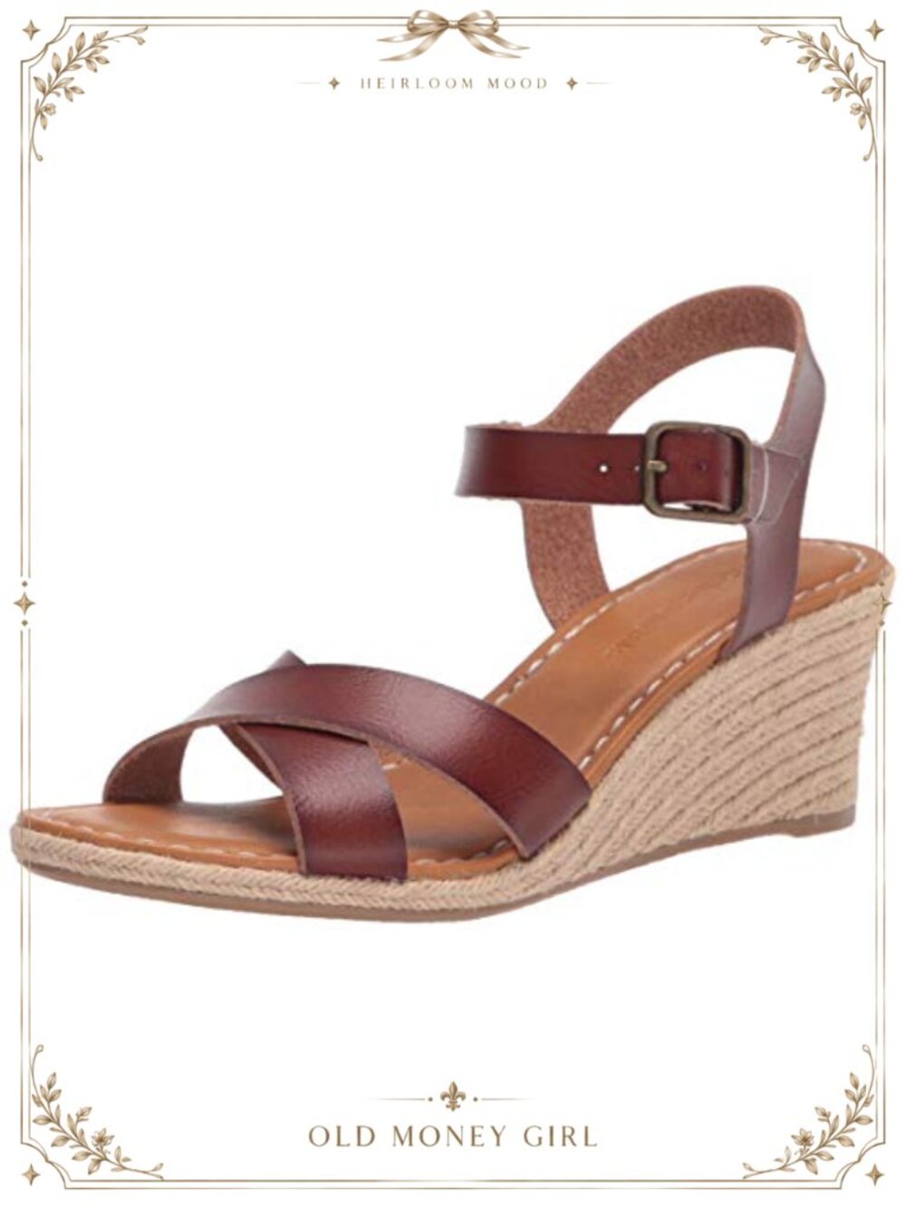 Faux Leather Wedge Espadrille Slingback Sandals Adjustable Buckle